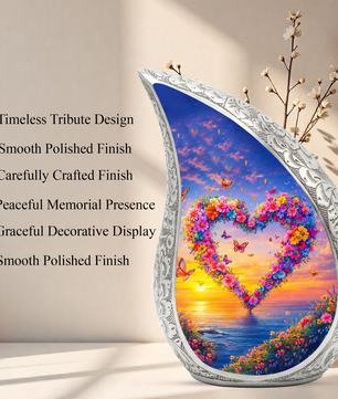 Butterfly Floral Heart Memorial Urn | Urn for Female Ashes