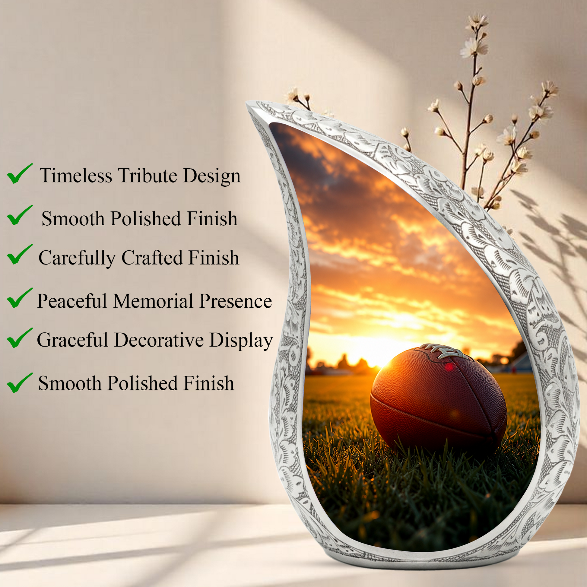 Football Cremation Vessel – Adult Urn for Human Ashes