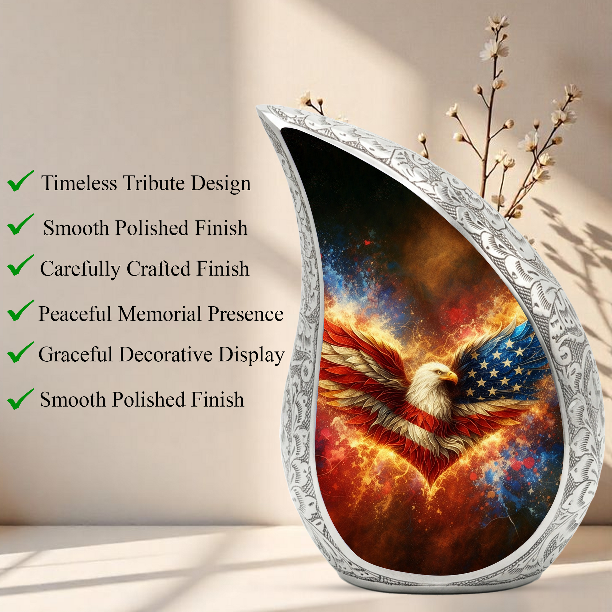 American Eagle Patriotic Cremation Urn | Adult Ashes Urn