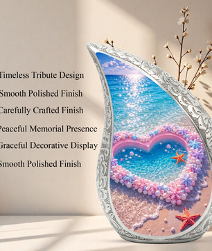 Ocean Heart Urn for Burial – Decorative Container for Cremated Remains