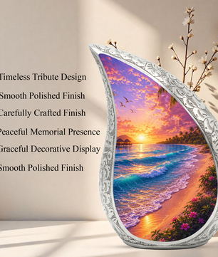 Beach Paradise Adult Cremation Urn – Decorative Ashes Container for Loved Ones