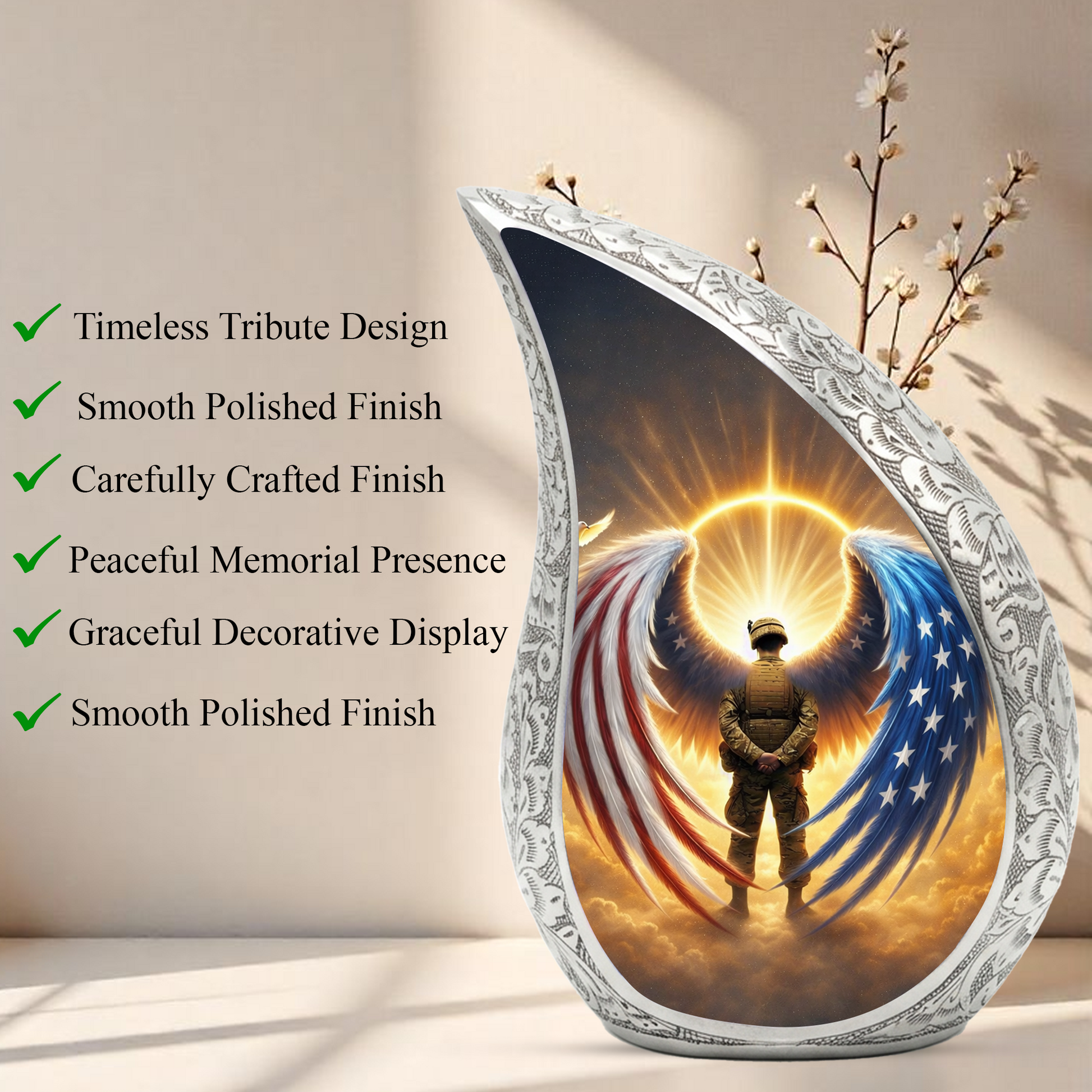 Military Veteran Cremation Urn for Men | Funeral Ashes Urn