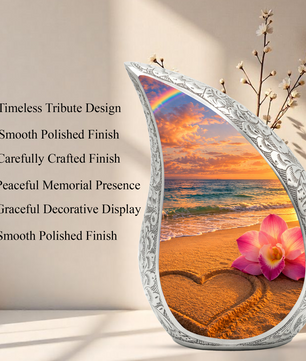 Ocean Sunset Cremation Urn – Heart Beach Urn for Ashes