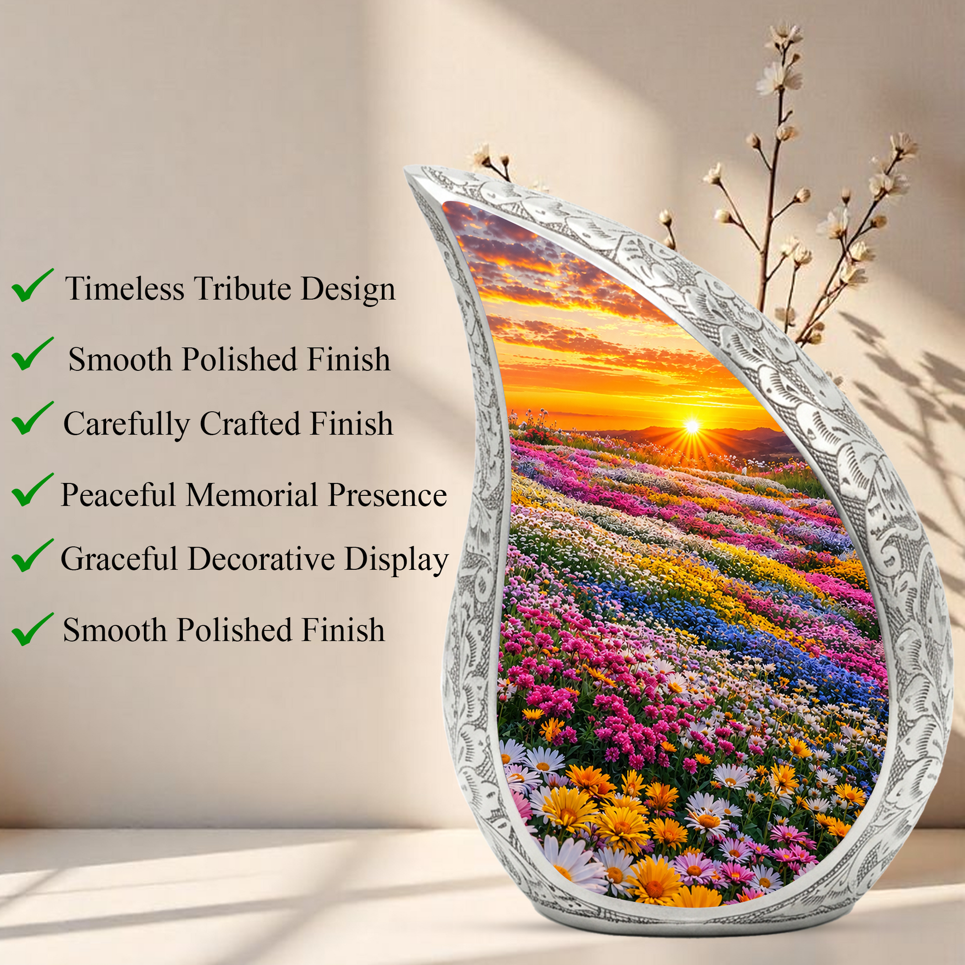 Flower Garden Burial Urn – Colorful Memorial Urn for Human Ashes
