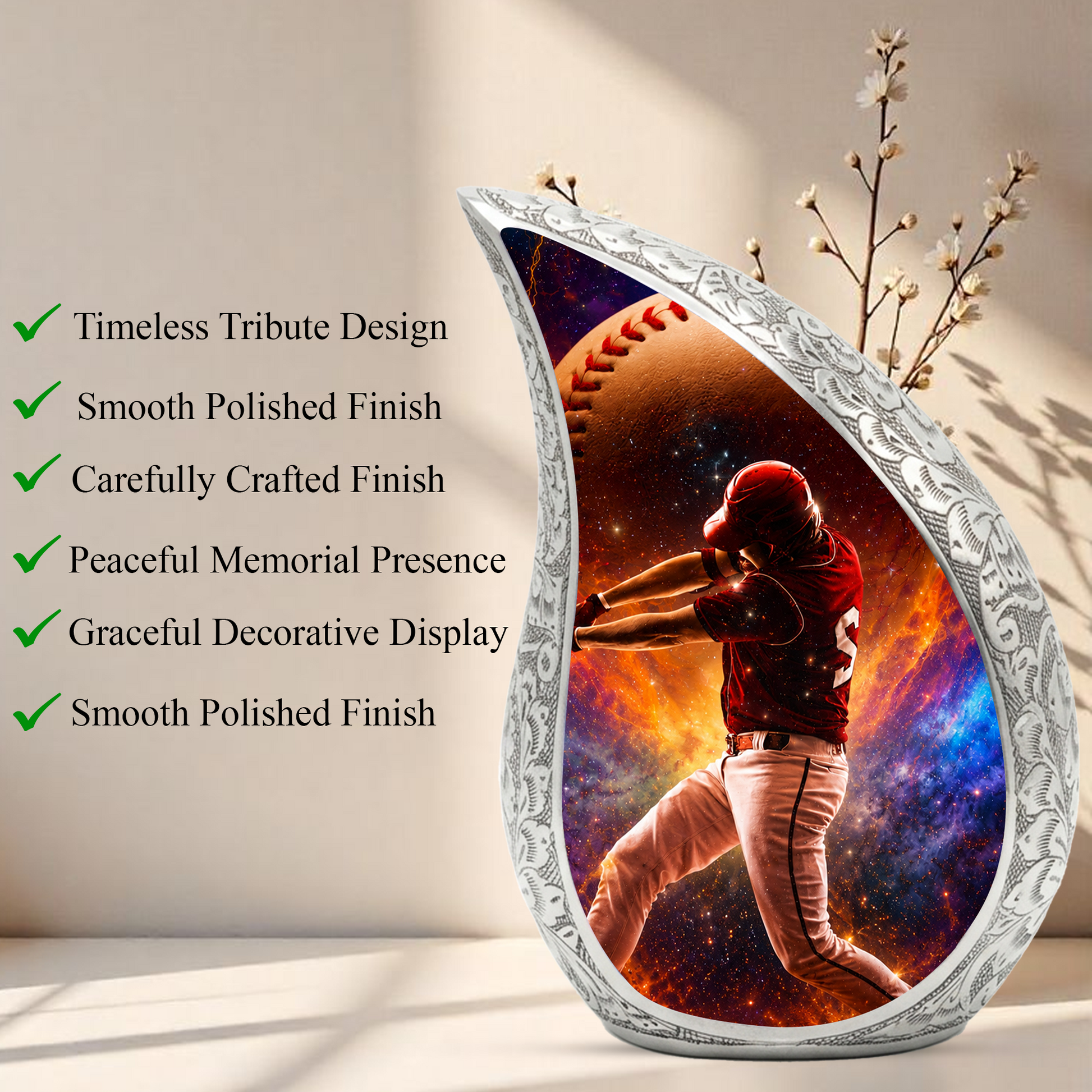 Baseball Sports Memorial Urn – Baseball Ashes Urn for Human Ashes Male