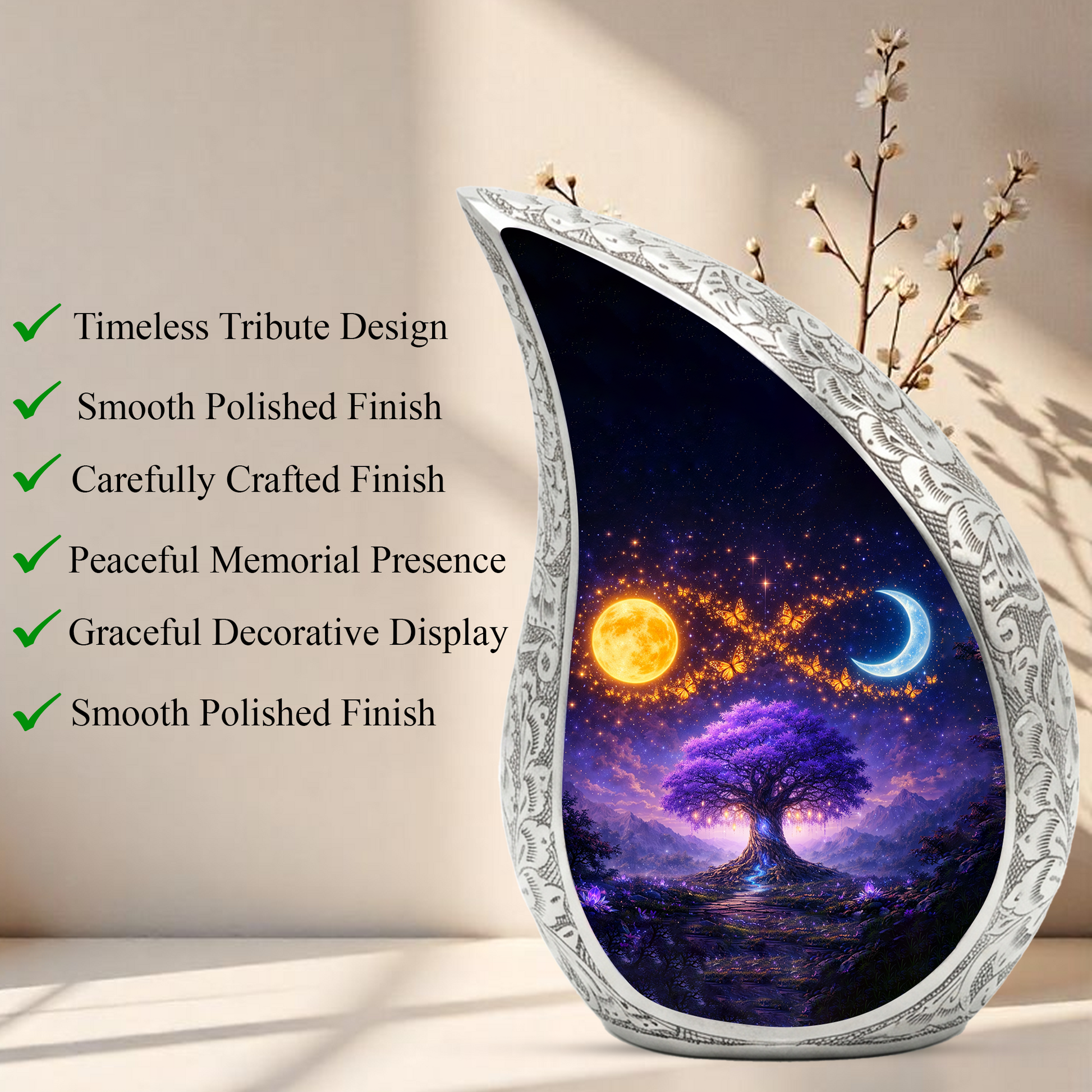 Purple Tree of Life Cremation Urn | Adult Burial Container