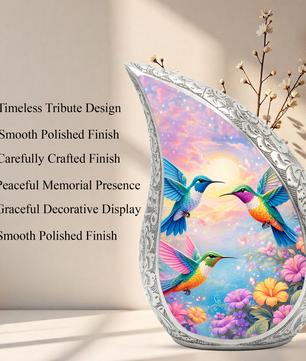 Hummingbird Floral Cremation Urn | Memorial Urn for Women