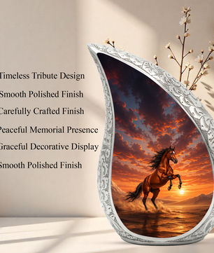 Running Horse Memorial Urn For Ashes – Sunset Stallion Cremation Urn For Men & Women