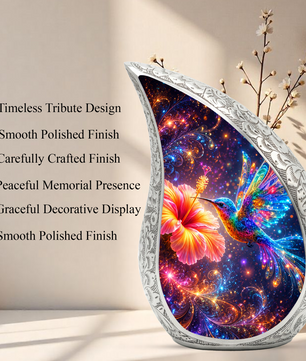 Colorful Hummingbird Memorial Urn – Vibrant Floral Urn for Human Ashes
