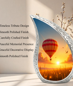 Hot Air Balloon Memorial Urn For Ashes – Sunset Sky Cremation Urn For Men & Women