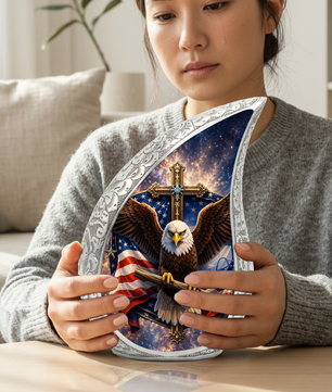 Bald Eagle Christian Urn – Patriotic Ashes Container for Adults