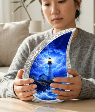 Blue Lighthouse Cremation Urn for Adults | Funeral Ashes Urn