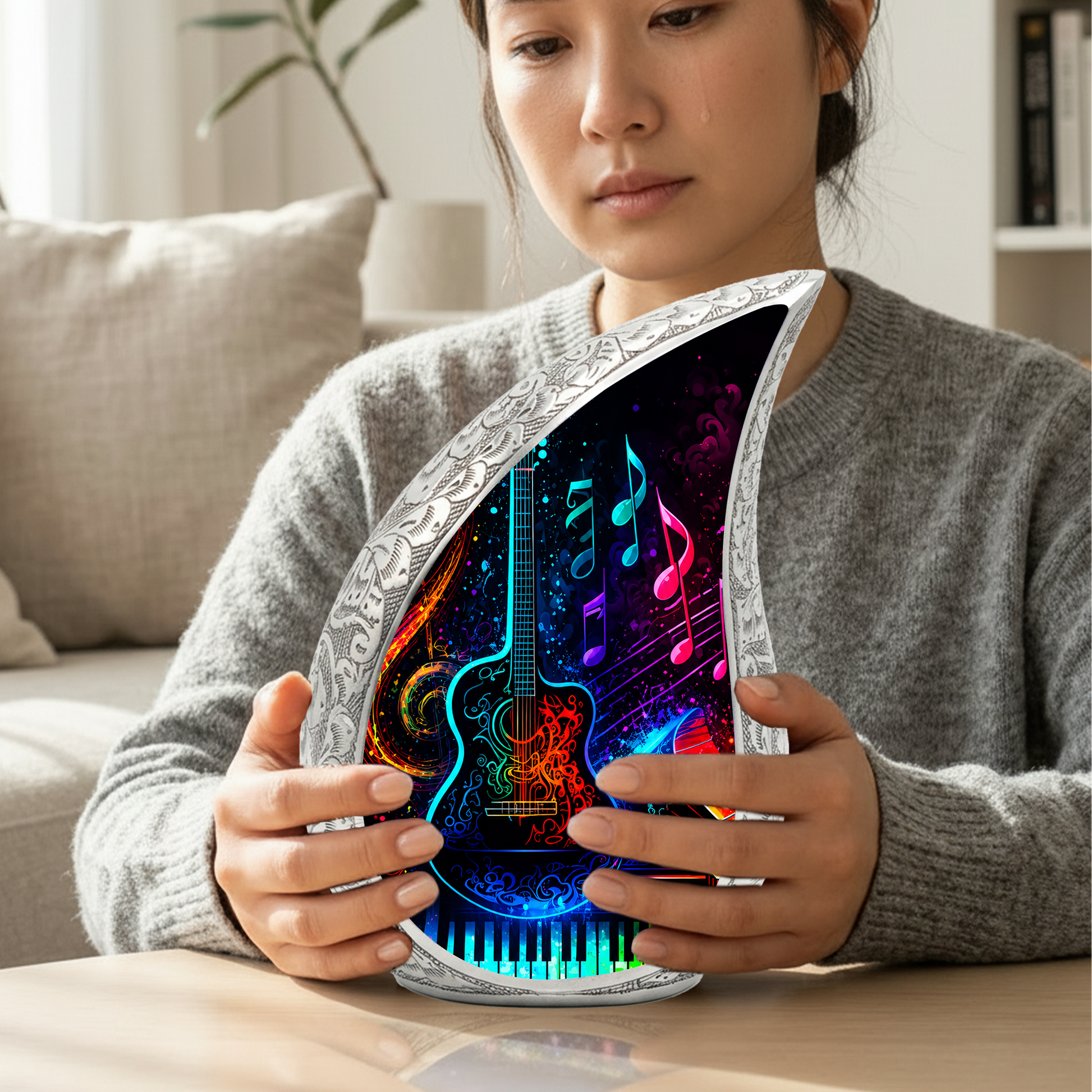 Guitar & Piano themed Urn for Ashes – Cremation Urn for Men And Women