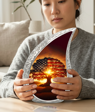 American Flag Patriotic Urn for Ashes | Memorial Funeral Urn