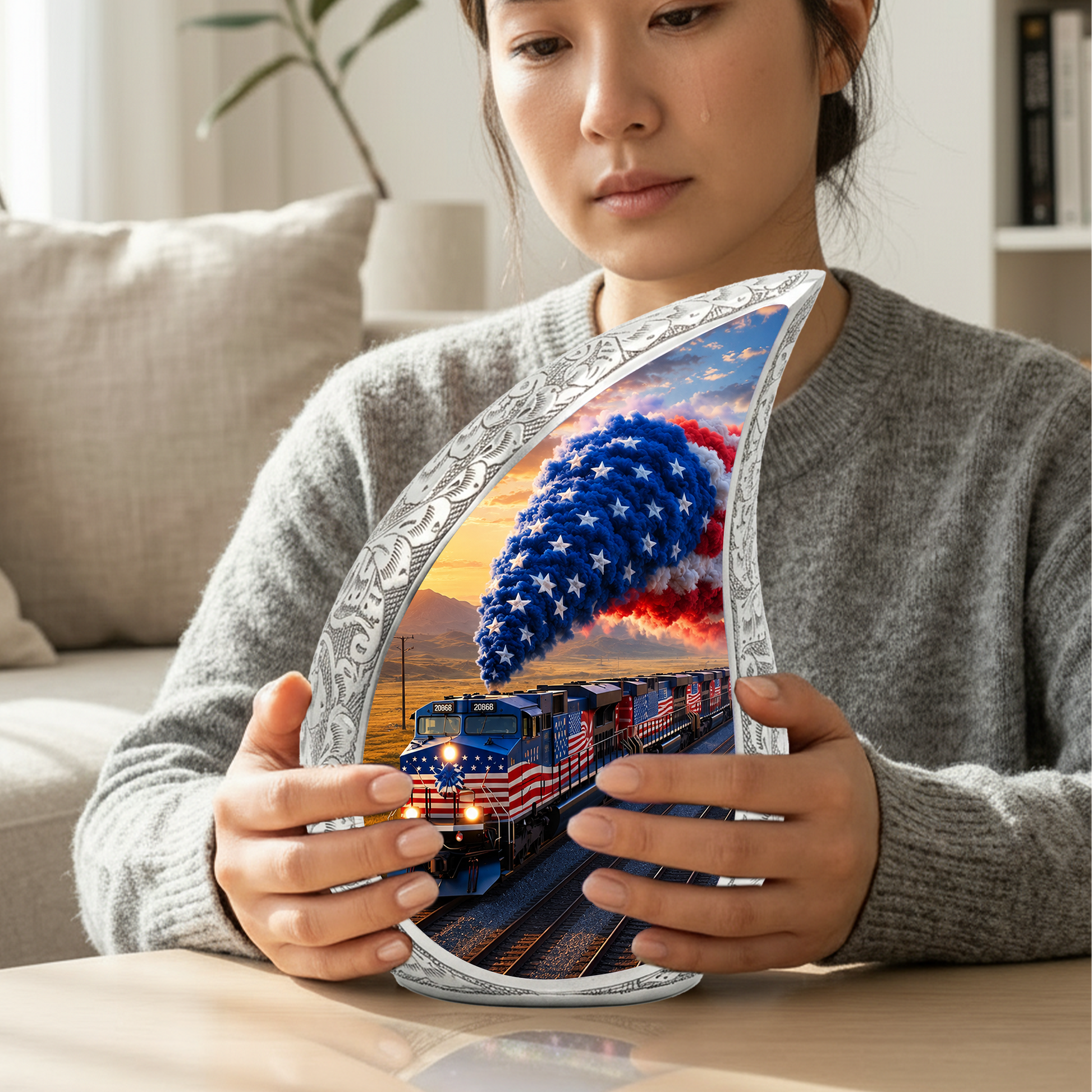 Bald Eagle Remembrance Urn – USA Flag Cremation Urn for Adults