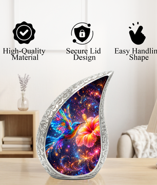 Colorful Hummingbird Memorial Urn – Vibrant Floral Urn for Human Ashes
