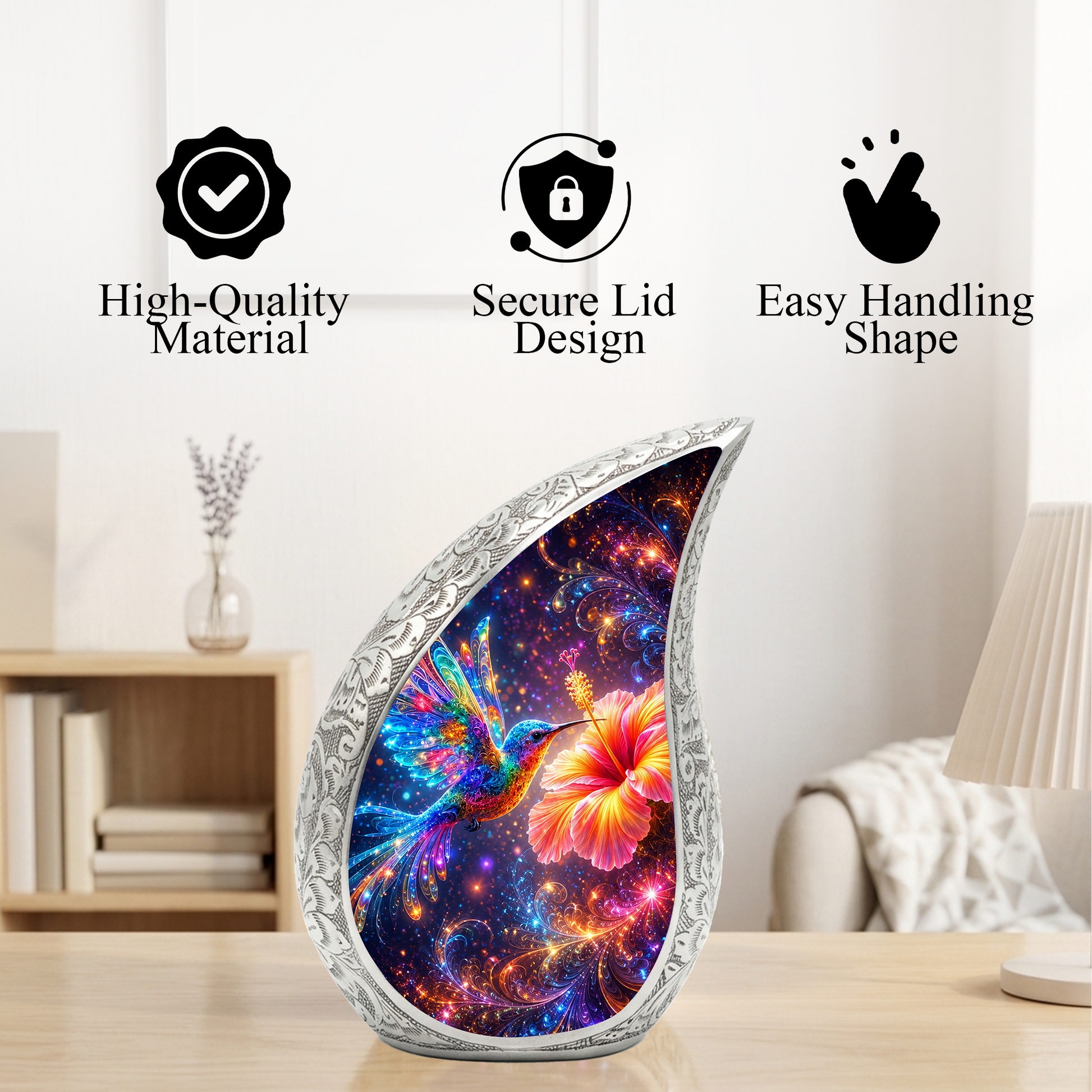 Colorful Hummingbird Memorial Urn – Vibrant Floral Urn for Human Ashes
