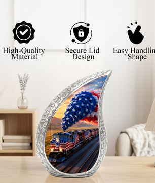Bald Eagle Remembrance Urn – USA Flag Cremation Urn for Adults