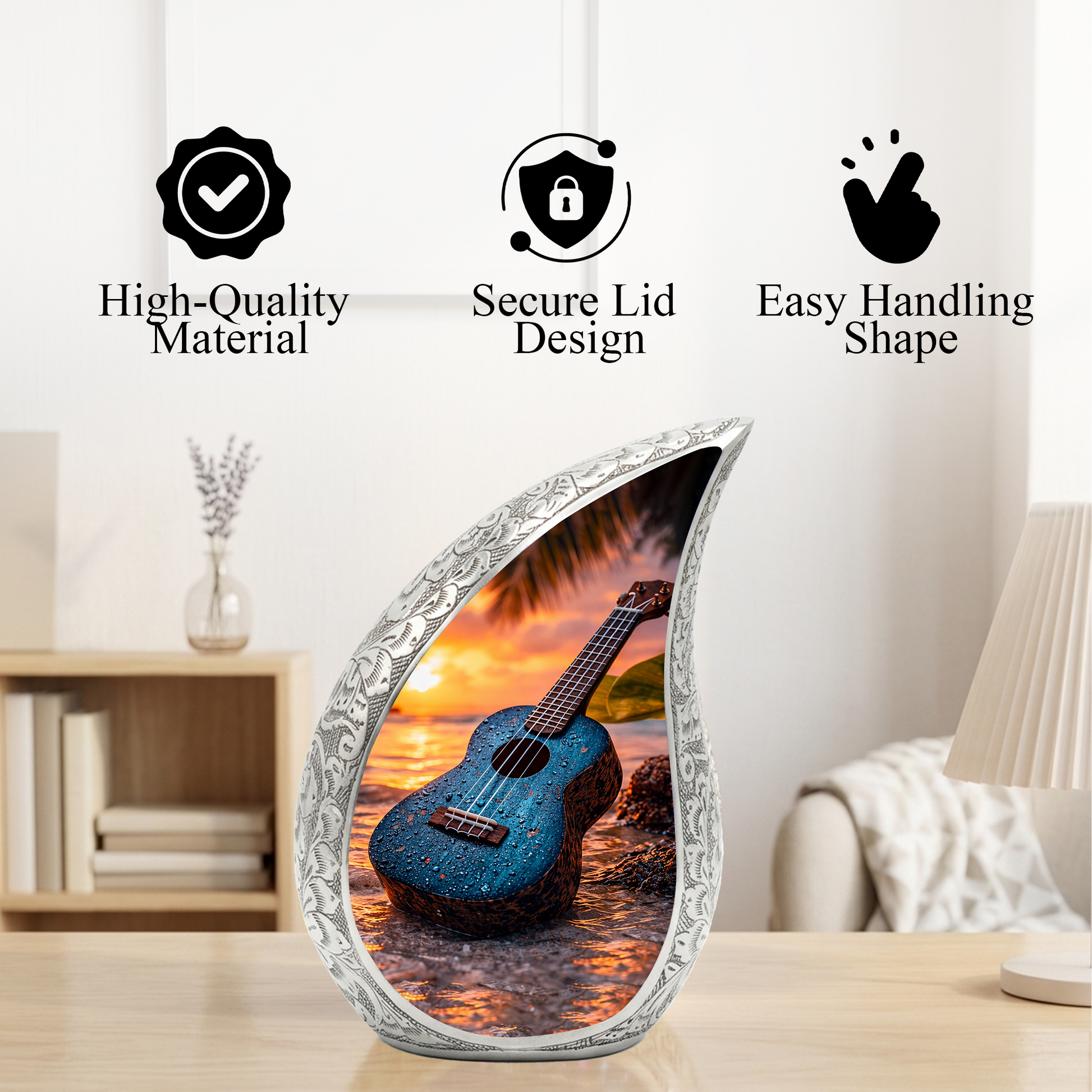 Ukulele Music Cremation Urn for Adults | Memorial Ashes Urn