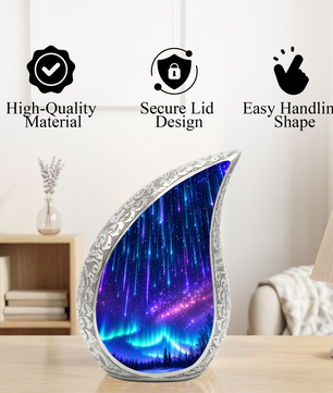 Aurora Borealis Cremation Urn – Elegant Memorial Urn for Human Ashes