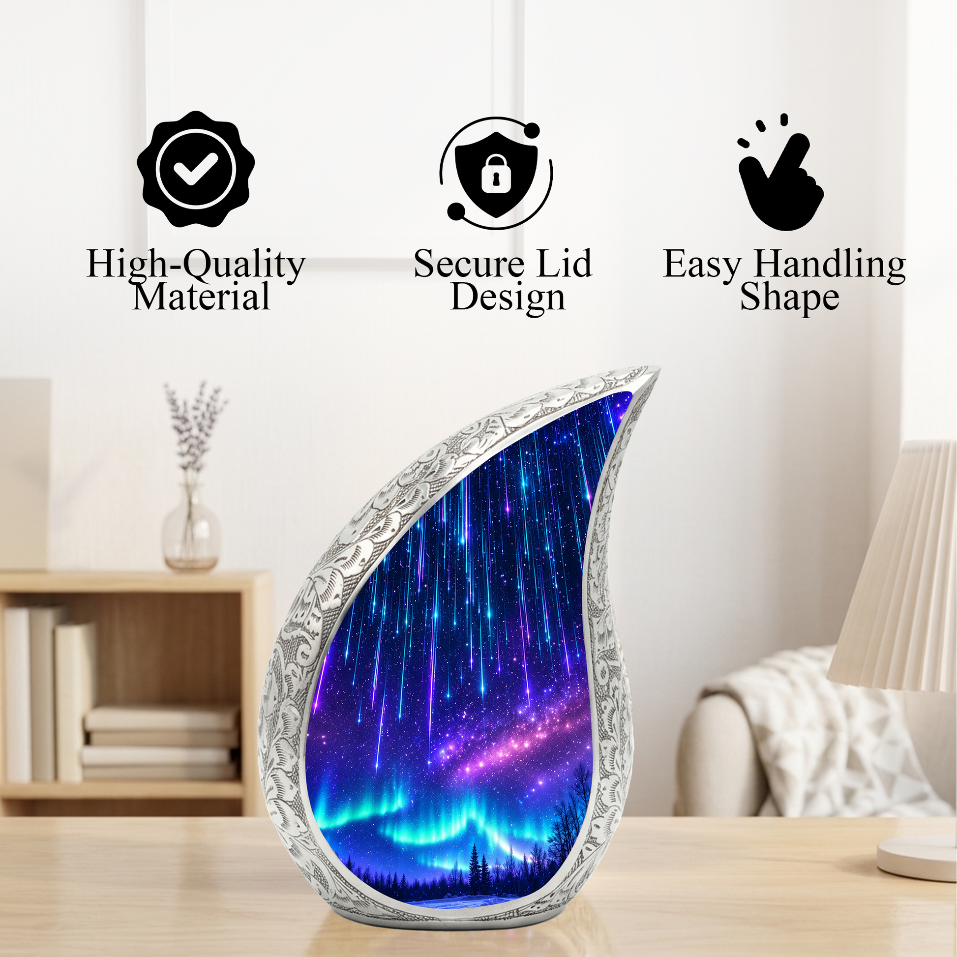 Aurora Borealis Cremation Urn – Elegant Memorial Urn for Human Ashes