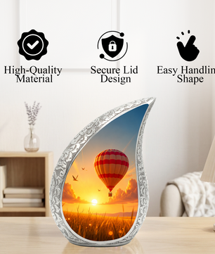 Hot Air Balloon Memorial Urn For Ashes – Sunset Sky Cremation Urn For Men & Women