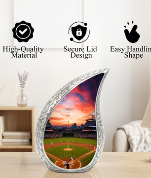 Baseball Stadium Memorial Urn For Ashes – Sunset Baseball Cremation Urn For Men