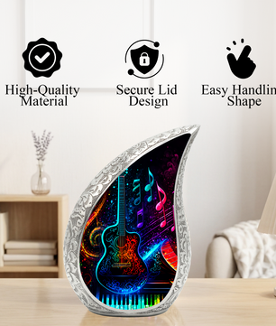 Guitar & Piano themed Urn for Ashes – Cremation Urn for Men And Women