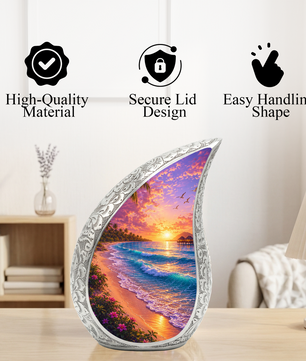 Beach Paradise Adult Cremation Urn – Decorative Ashes Container for Loved Ones