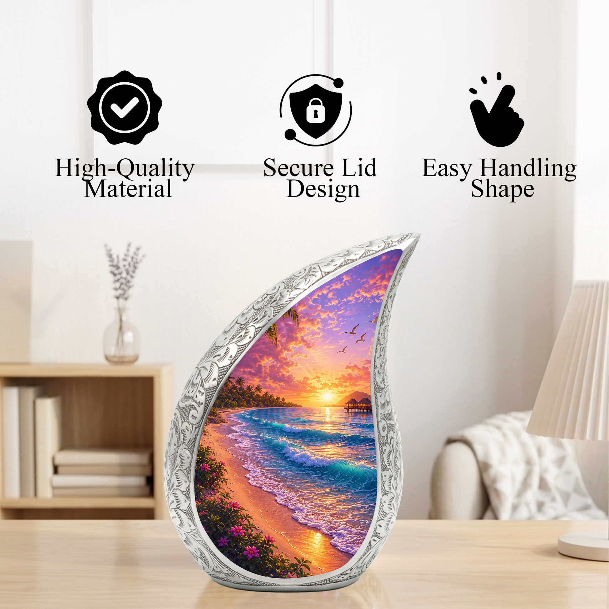 Beach Paradise Adult Cremation Urn – Decorative Ashes Container for Loved Ones