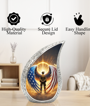 Military Veteran Cremation Urn for Men | Funeral Ashes Urn