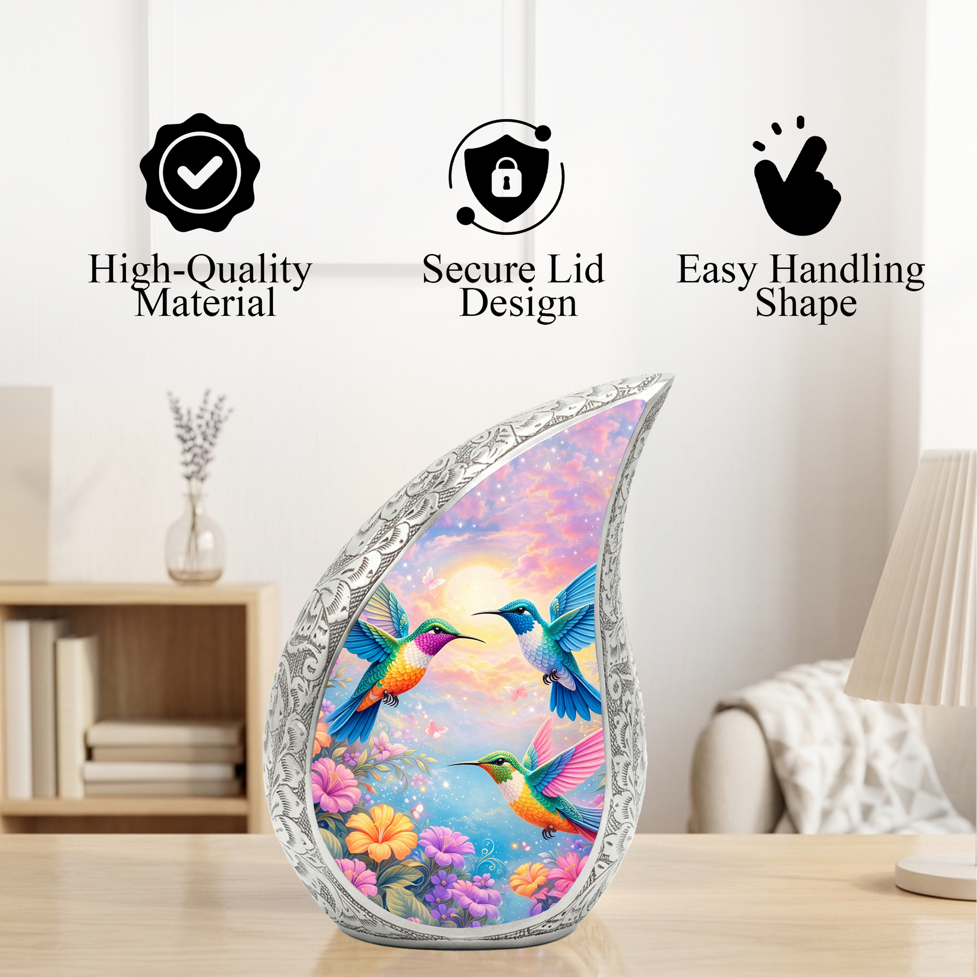 Hummingbird Floral Cremation Urn | Memorial Urn for Women