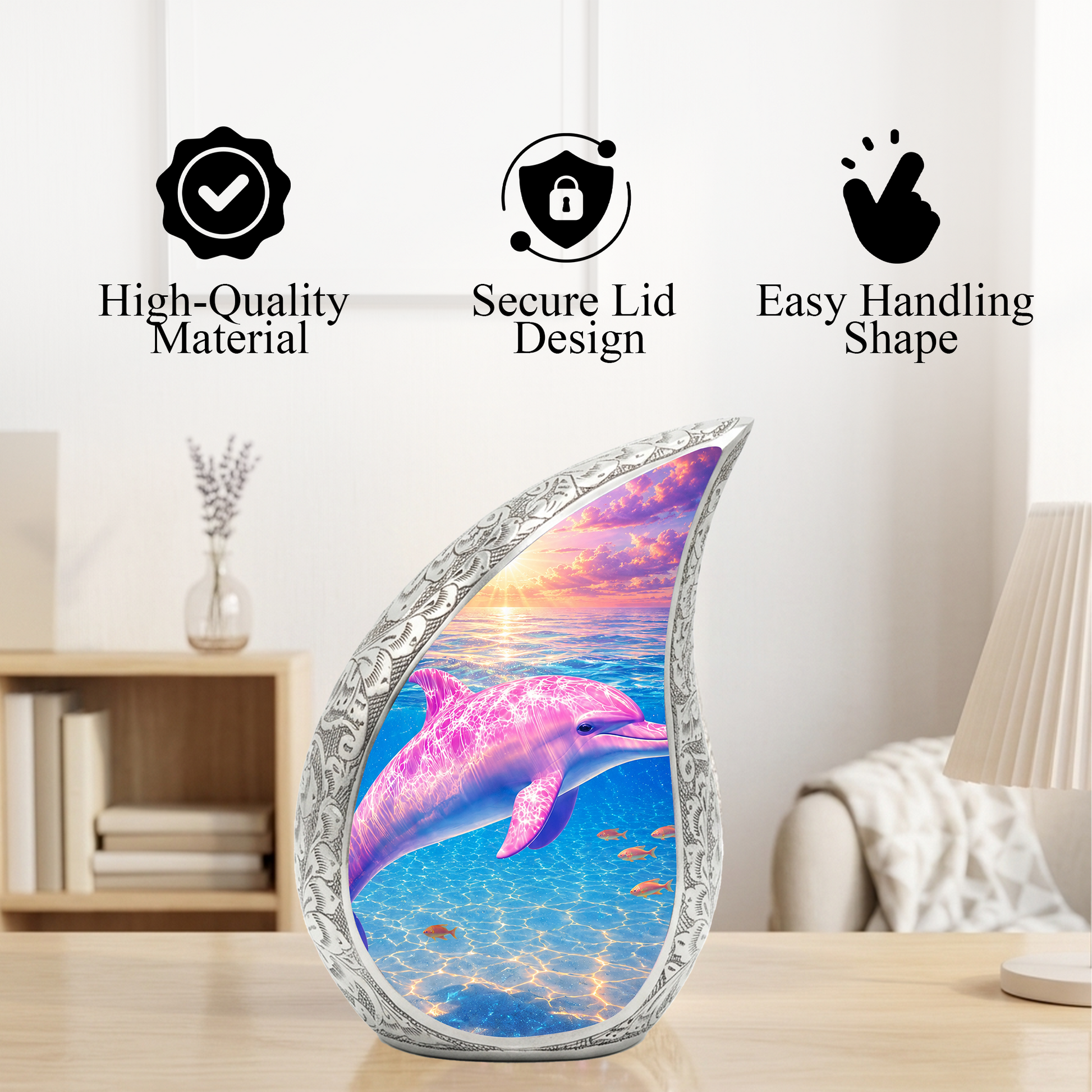 Pink Dolphin Cremation Urn for Adult Woman Ashes - Funeral Ashes Urn for Adults