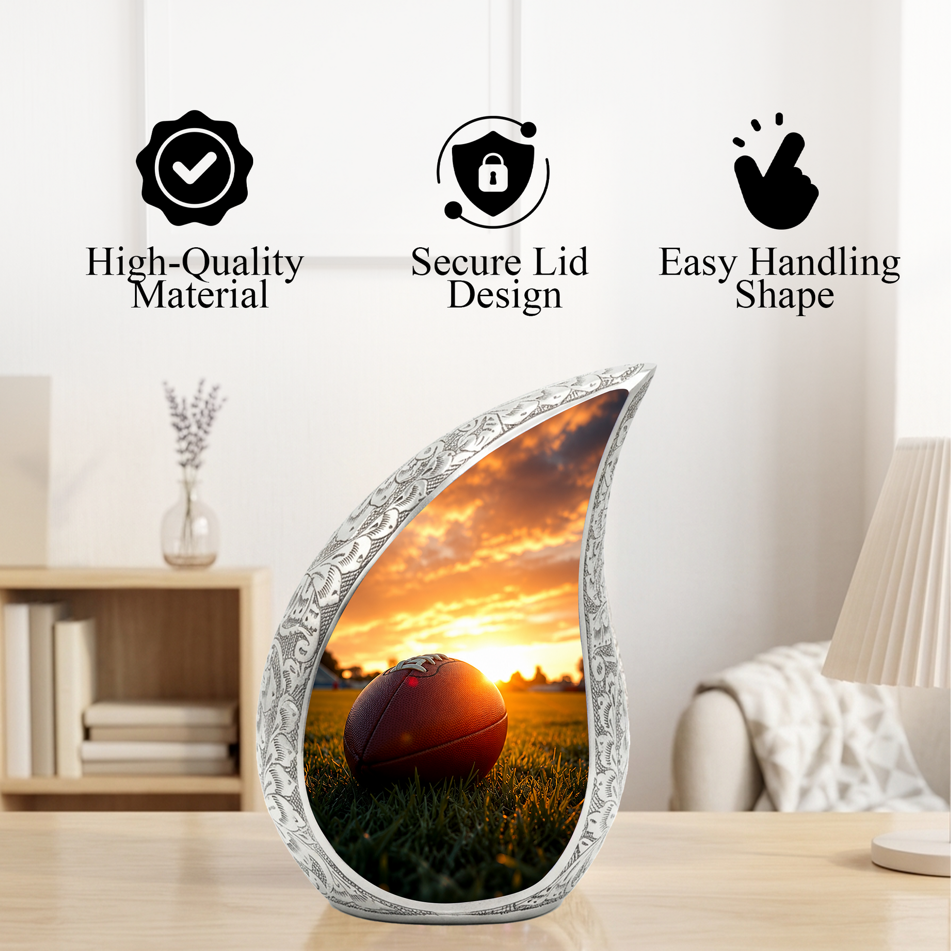 Football Cremation Vessel – Adult Urn for Human Ashes