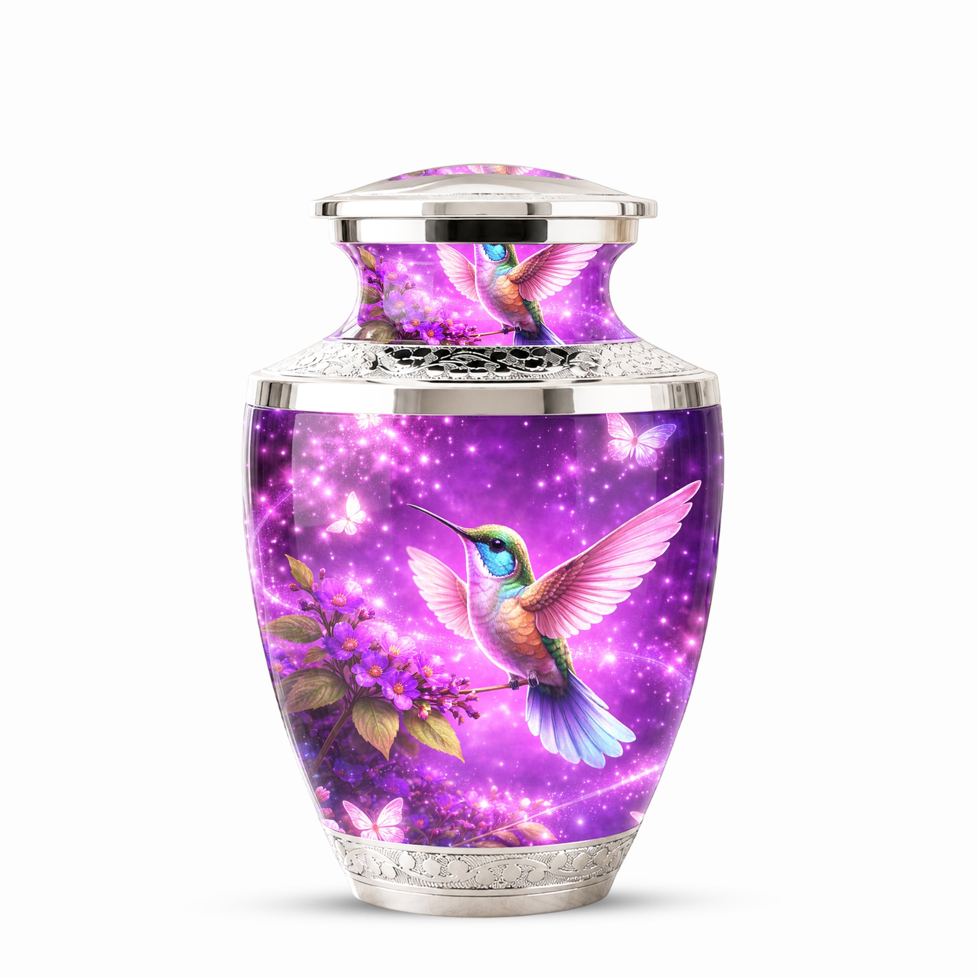 Purple Hummingbird Cremation Urn for Mom, Urn for Human Ashes, Memorial Urn for Mother