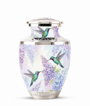 Green Hummingbird Cremation Urn - Couple Humming Bird Urn For Companion