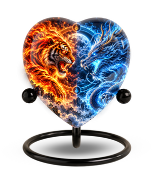 Tiger and Dragon Adult Urn for Ashes, Fire and Ice Memorial Urn, Personalized Adult Cremation Urn