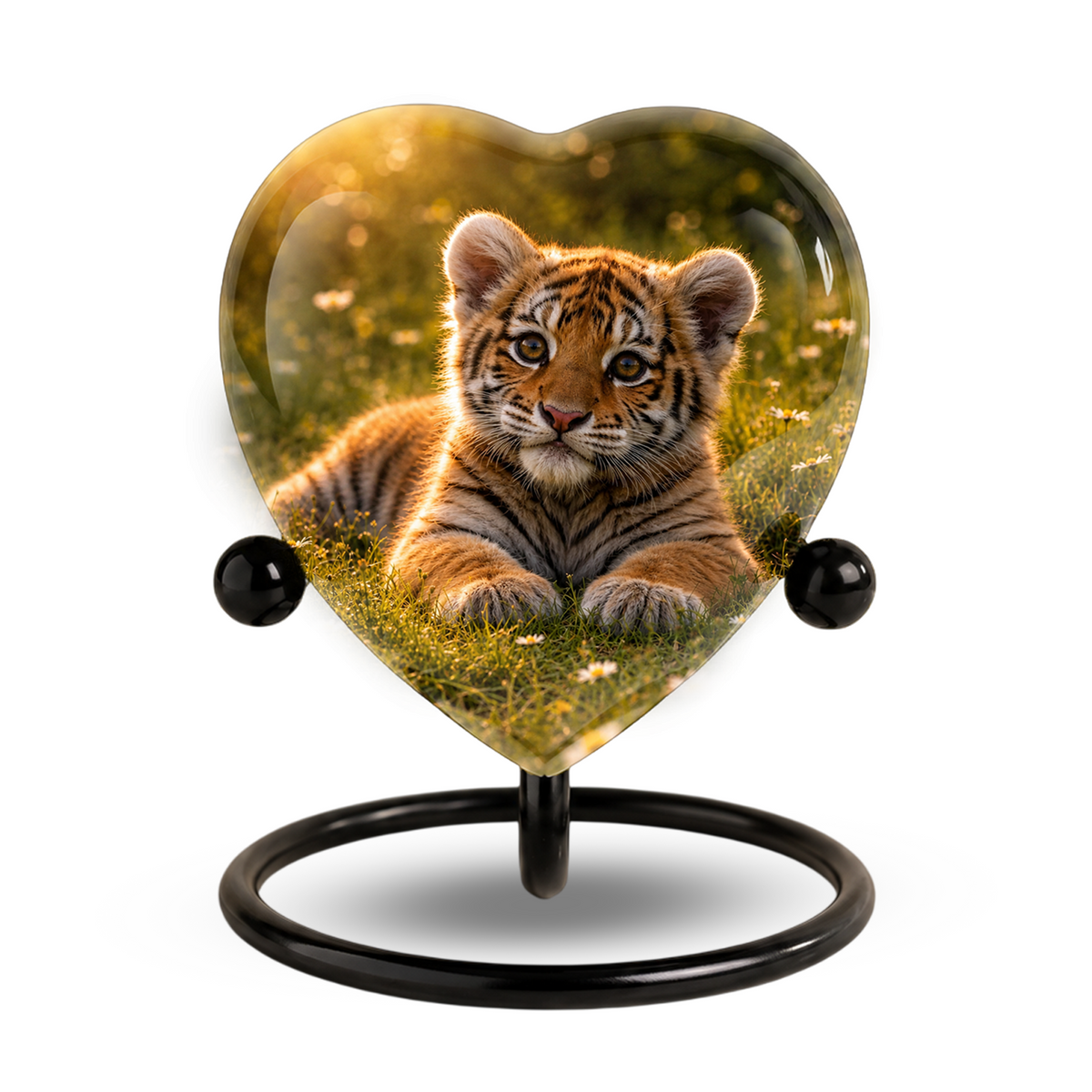 Tiger Urn for Ashes, Heart Shaped Memorial Urn, Personalized Tiger Cremation Urn