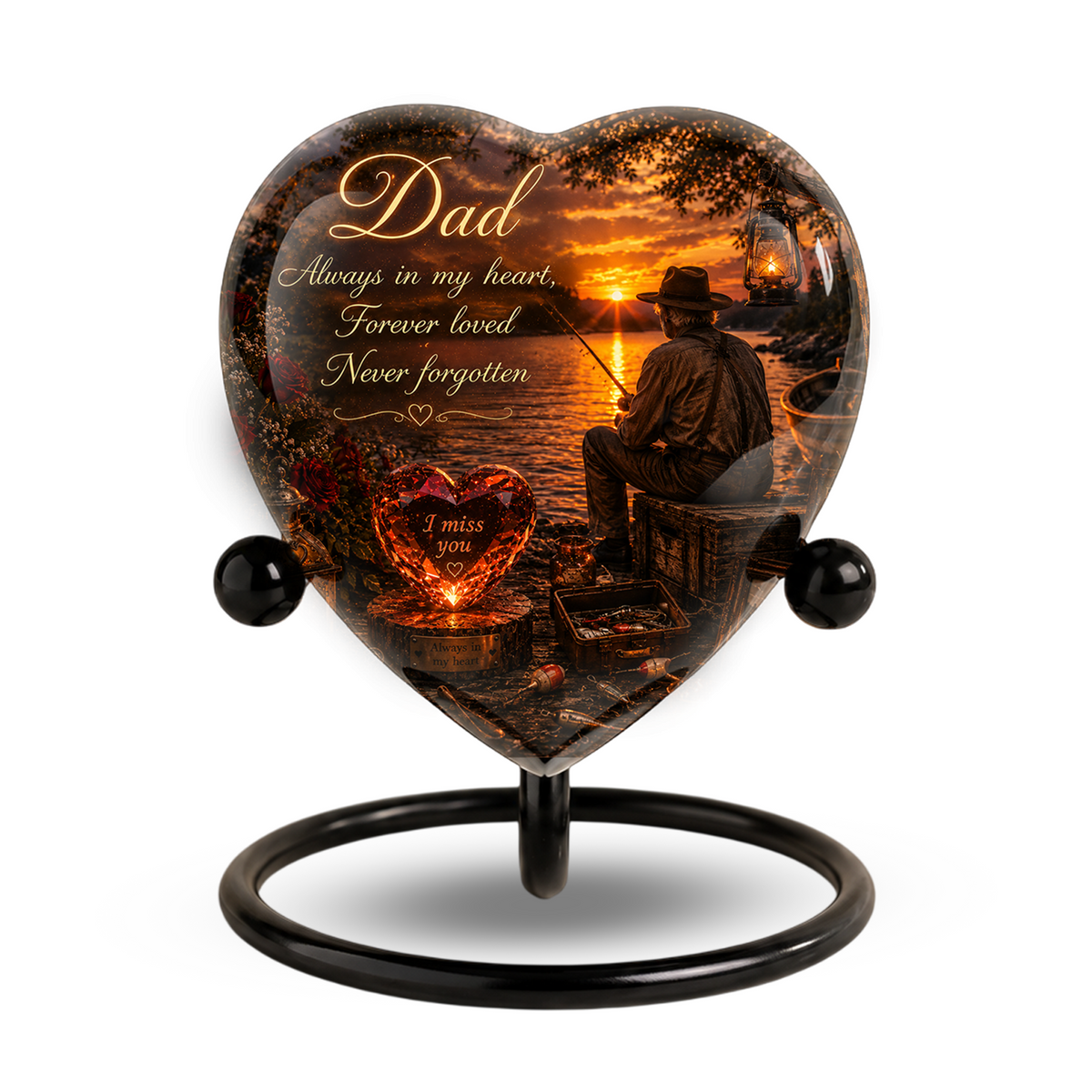 Fishing Urn for Dad – Gone Fishing Urn for Human Ashes, Fishing Cremation Urn & Personalized Dad Memorial Urn
