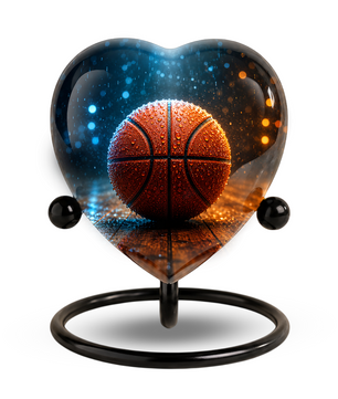 Basketball Heart-Shaped Adult Cremation Urn – Basketball Adult Urn for Human Ashes