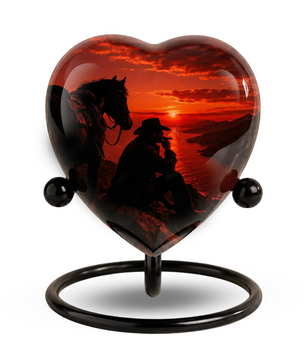 Cowboy Sunset Urn for Dad, Personalized Western Cremation Urn for Adult Male Ashes