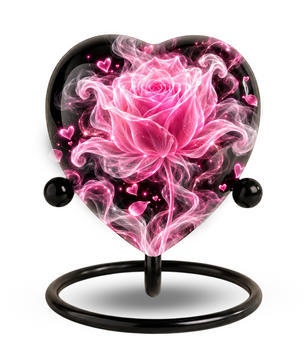 Pink Rose Adult Cremation Urn for Ashes, Personalized Rose Memorial Urn, Heart Shaped Adult Urn, Pink Flower Cremation Urn, Love Urn