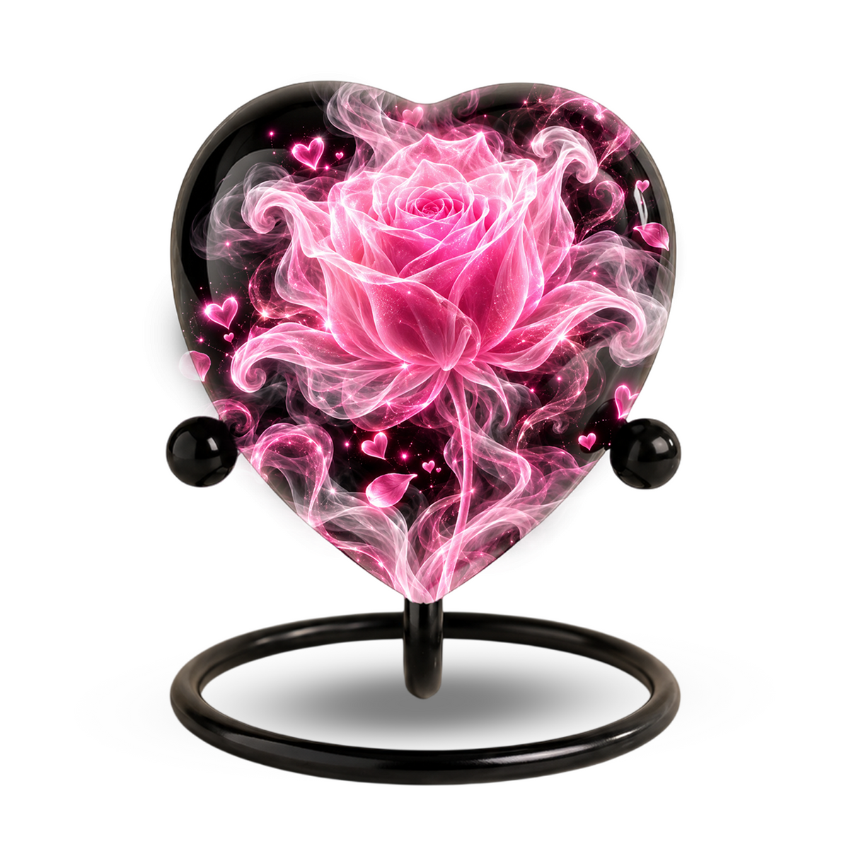 Pink Rose Adult Cremation Urn for Ashes, Personalized Rose Memorial Urn, Heart Shaped Adult Urn, Pink Flower Cremation Urn, Love Urn