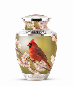 Red Cardinal Cremation Urn, Cardinal Memorial Urn for Human Ashes