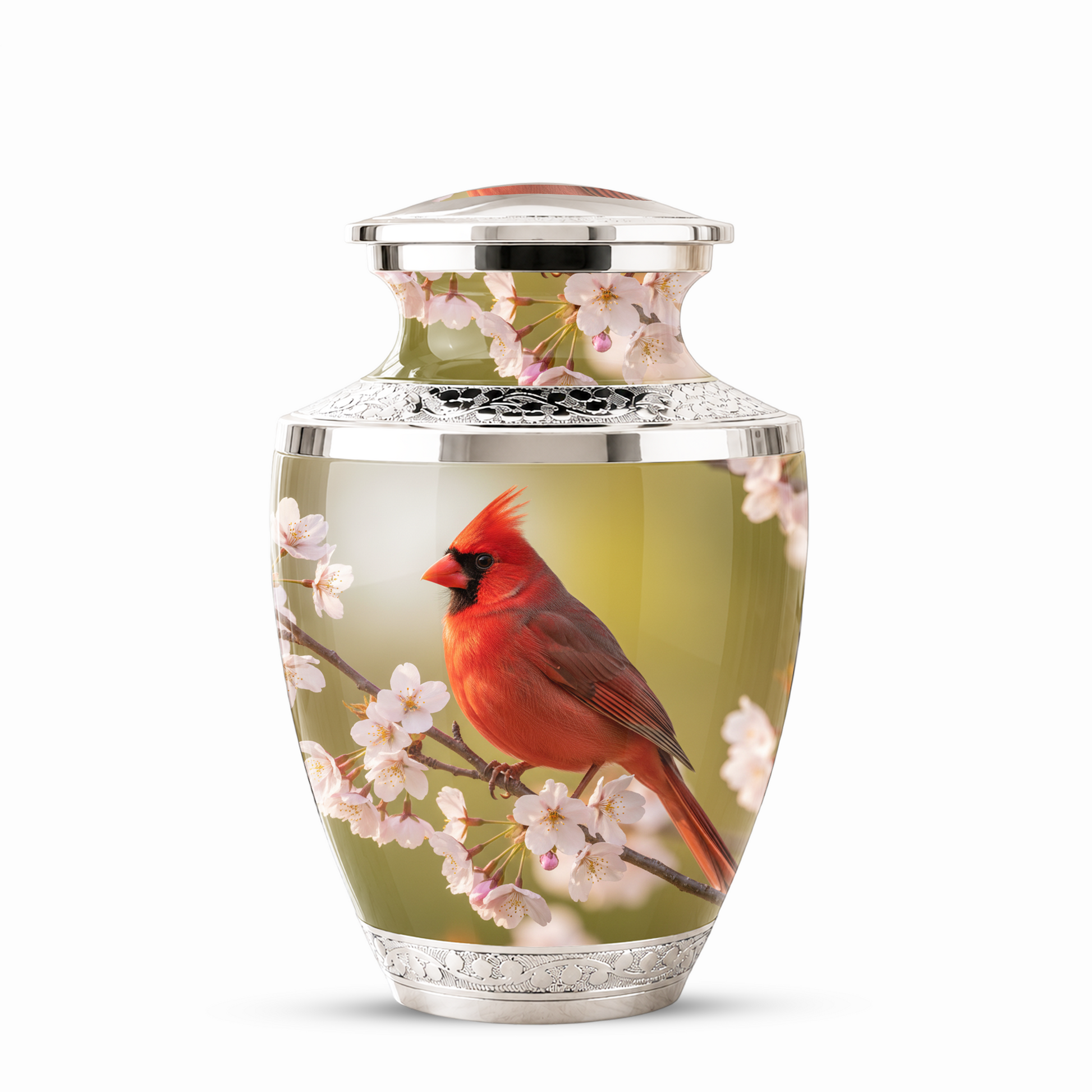 Red Cardinal Cremation Urn, Cardinal Memorial Urn for Human Ashes