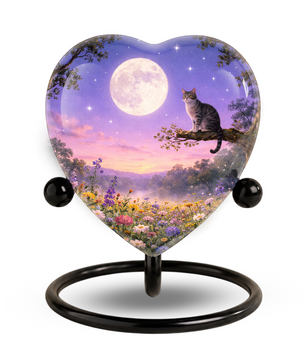Personalized Cat Urn, Moonlight Garden Memorial,Unique Cat Urns
