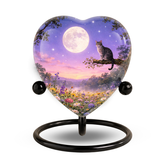 Personalized Cat Urn, Moonlight Garden Memorial,Unique Cat Urns