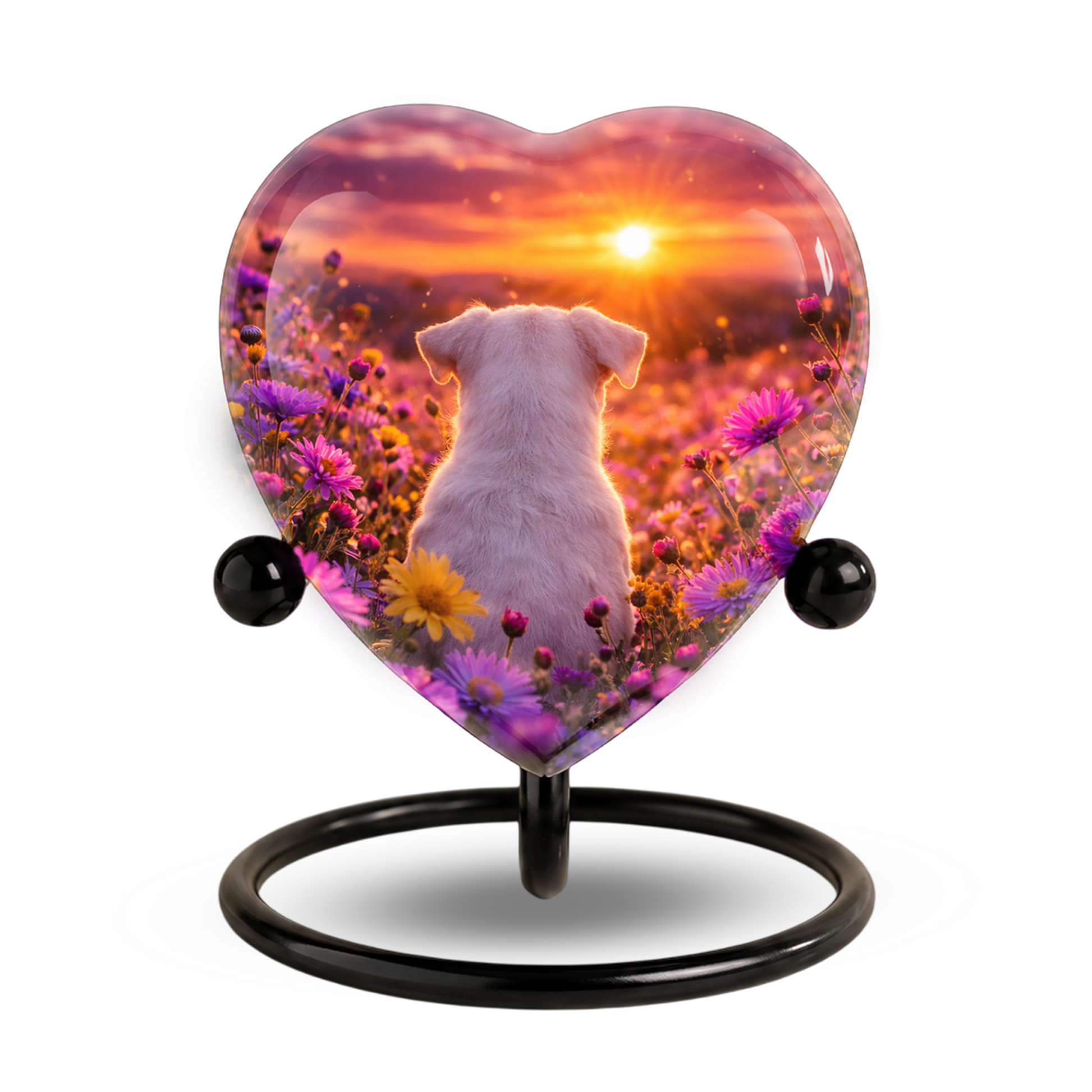 Sunset Rainbow Bridge Dog Adult Urn for Human Ashes – Heart-Shaped Memorial Adult Cremation Urn