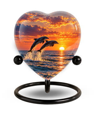 Dolphin Couple Cremation Urn for Ashes, Dolphin Memorial Urn, Personalized Ocean Urn, Heart Shaped Cremation Urn,