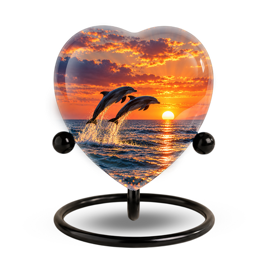 Dolphin Couple Cremation Urn for Ashes, Dolphin Memorial Urn, Personalized Ocean Urn, Heart Shaped Cremation Urn,